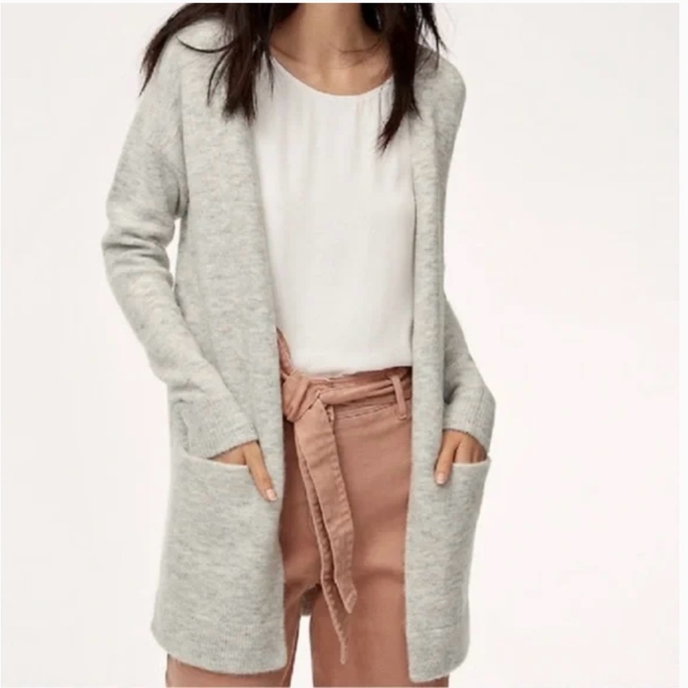 Wilfred Free Alpaca Wool Blend Open Front Cardigan Gray XXS Oversized